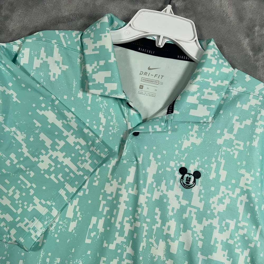 Nike Mickey Mouse Golf Polo Shirt Mens XL Disney Green Digital Camo Vapor GRFX